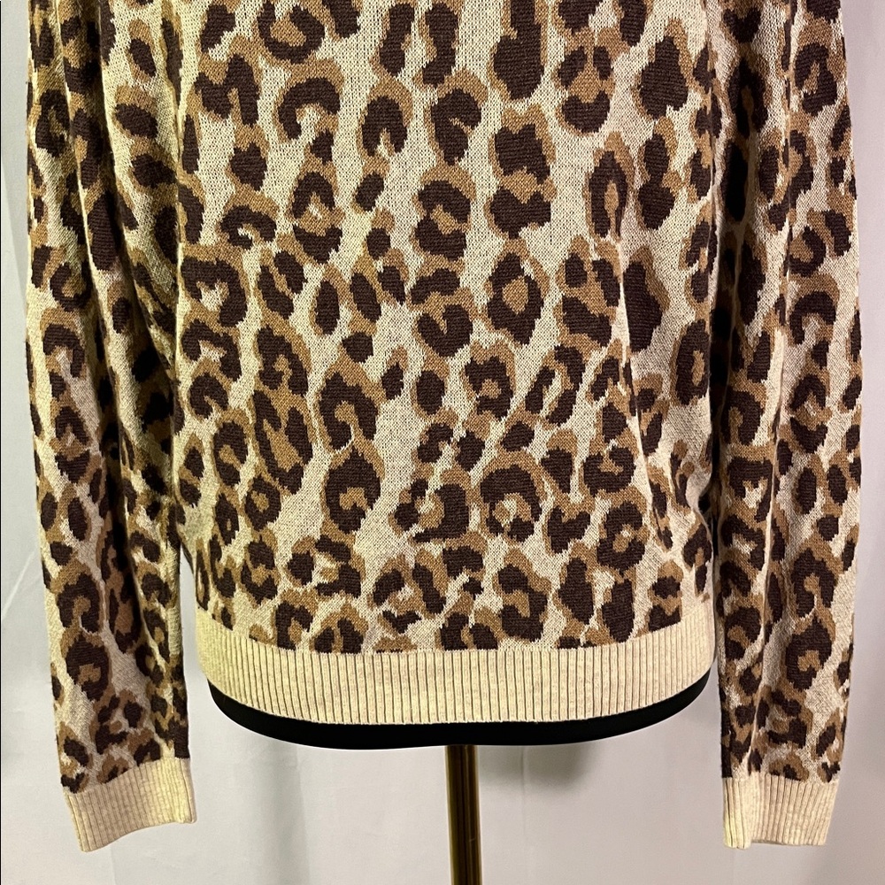 NWT A New Day Camel & Brown Leopard Print Crew Neck Sweater - Picture 14 of 16